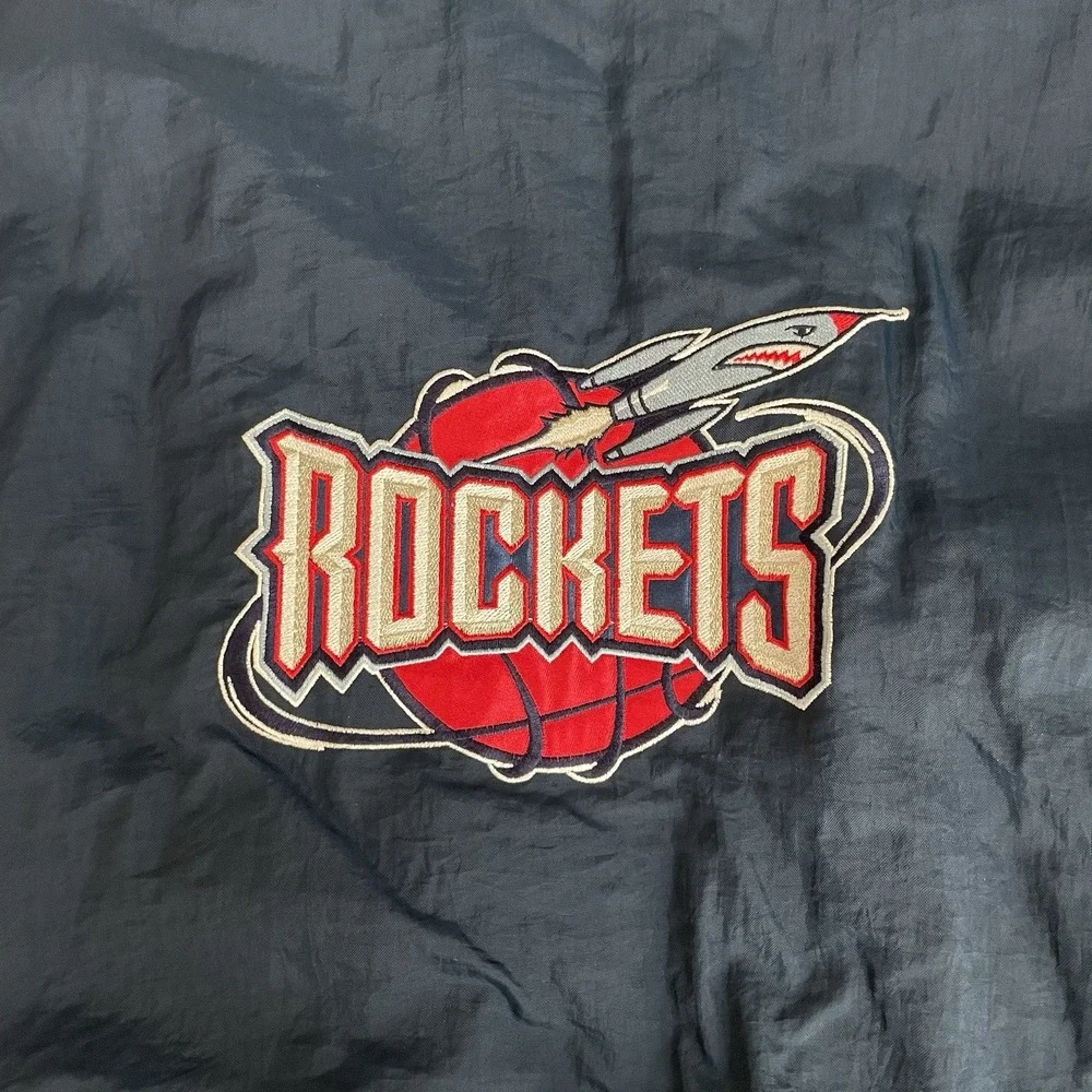Vintage Pro Player Houston Rockets Puffer Jacket Full Zip Reversible Sz YL 14-16